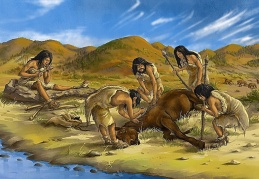 Homo sapiens nehirlerin yanındaki düz teraslarda yaşadı ve dönemin bitki örtüsü otlaktı