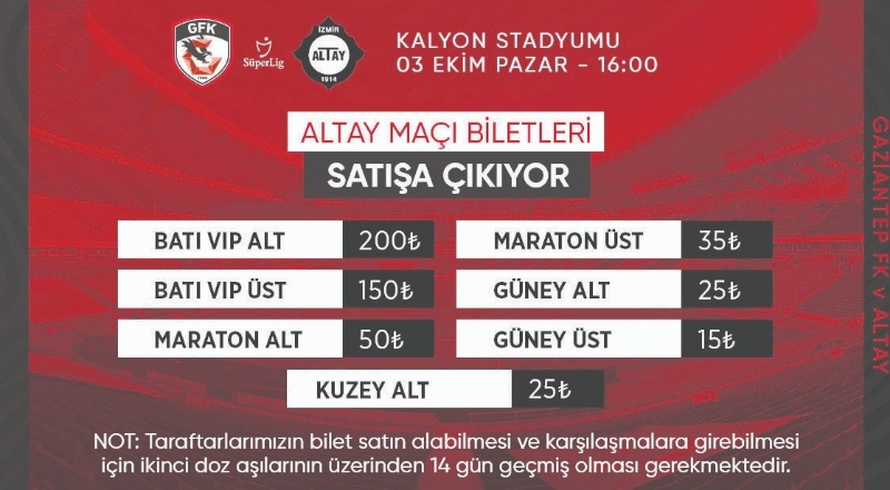 Altay maçı biletleri satışa çıktı
