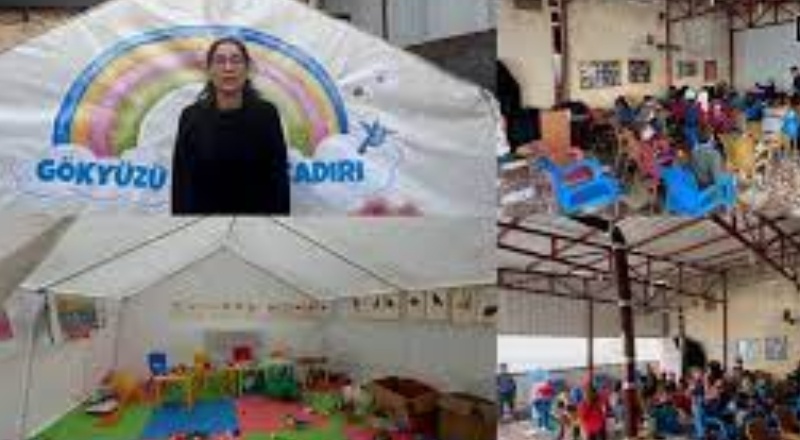 Gaziantep Nar Sanat Derneği’nden depremzede çocuklara Gökyüzü Çadırı