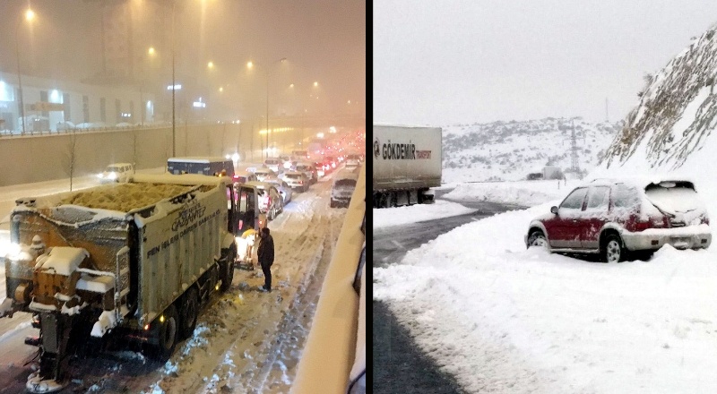 Gaziantep-Osmaniye karayolu kar nedeniyle kapandı: Vatandaşlar mahsur kaldı