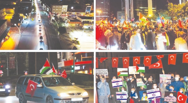 Sokağa çıkma yasağına rağmen Türkiye'nin birçok ilinde İsrail protestosu düzenlendi